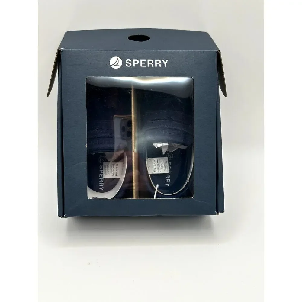 Sperry Infant Boys Navy Suede Loafers Size 2 (3-6 Months) Boat Shoes NEW IN BOX